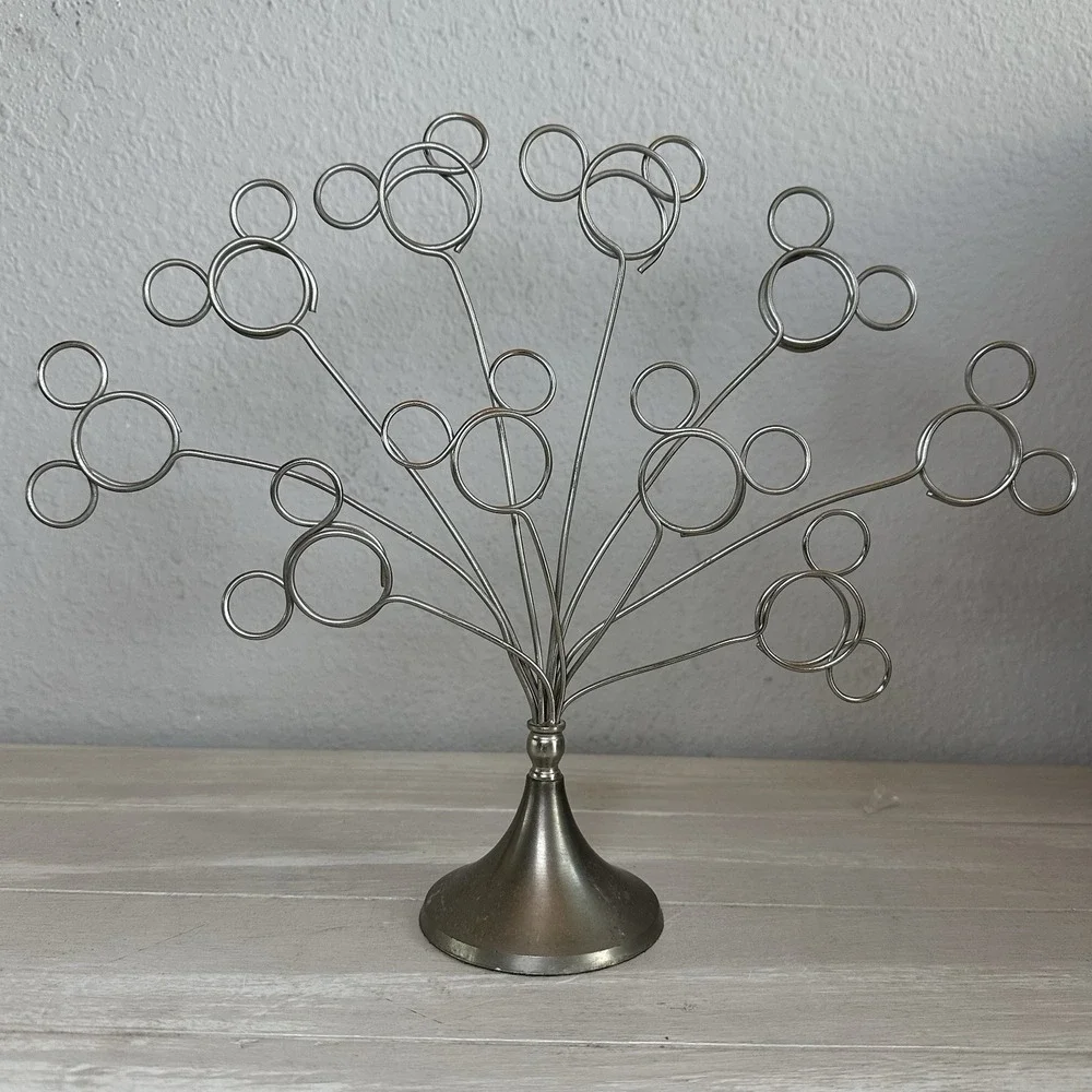 10 Loop Mickey Mouse Ears Silver Tone‎ Metal Wire Photo Tree Photo Holder HTF